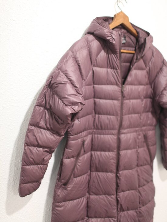 REI Co-op mauve purple Down Parka long puff coat hooded puffer womens L - Picture 7 of 11